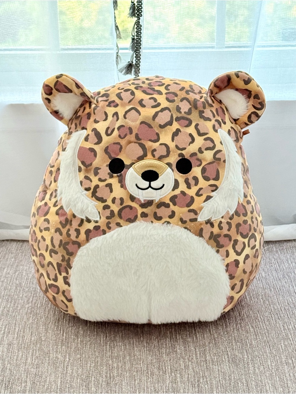 Squishmallows Leopard Print Plush Pillow - Cream & Brown